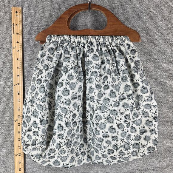 LOVESHACKFANCY MCKENNA GRAND HANDLE BAG COTTON LINEN FLORAL W/ SOLID WOOD HANDLE - Picture 6 of 11